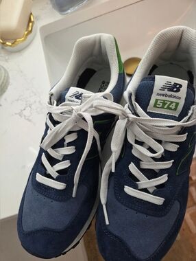 New Balance  Navy and Alpine Green 574 Athletic Sneakers